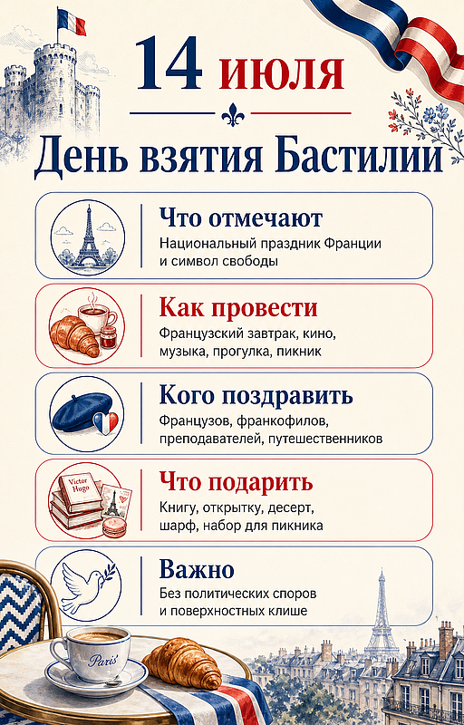 Инфографика: 14 июля - День взятия Бастилии