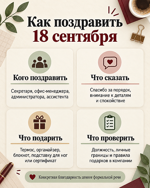 Инфографика: 18 сентября - День секретаря в России
