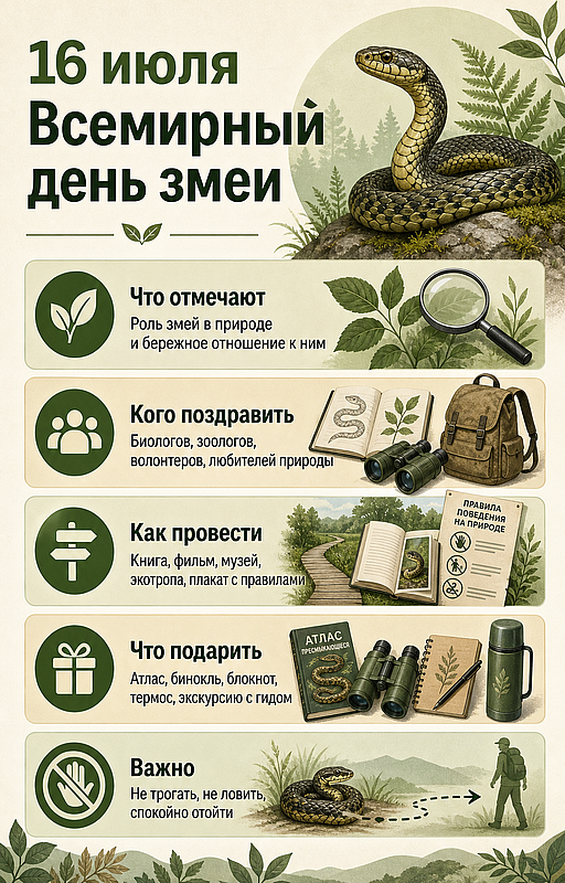 Инфографика: 16 июля - Всемирный день змеи