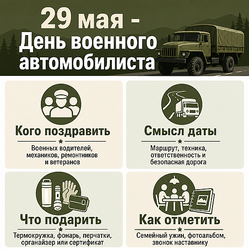 Инфографика: 29 мая - День военного автомобилиста