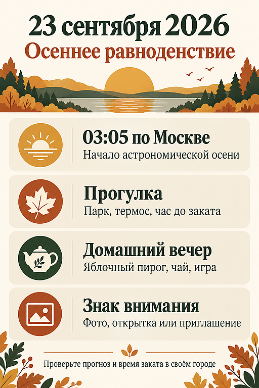 Инфографика: 23 сентября - День осеннего равноденствия