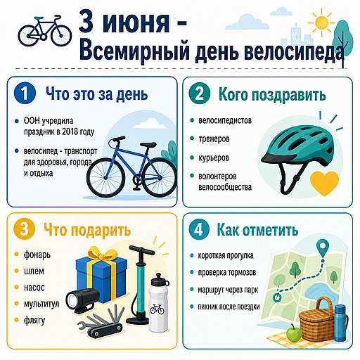 Инфографика: 3 июня - Всемирный день велосипеда