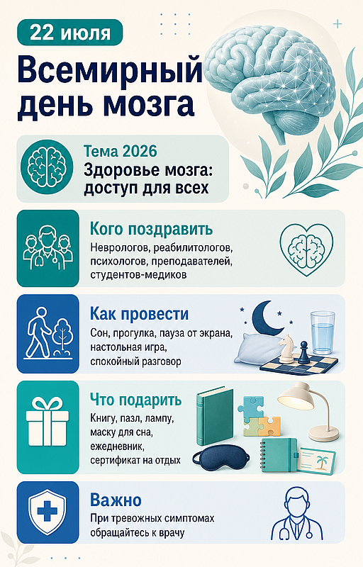 Инфографика: 22 июля - Всемирный день мозга