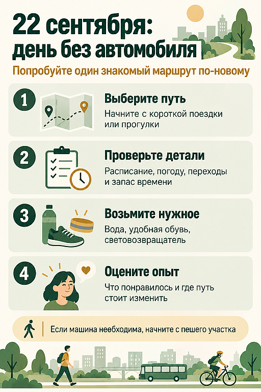 Инфографика: 22 сентября - Всемирный день без автомобиля