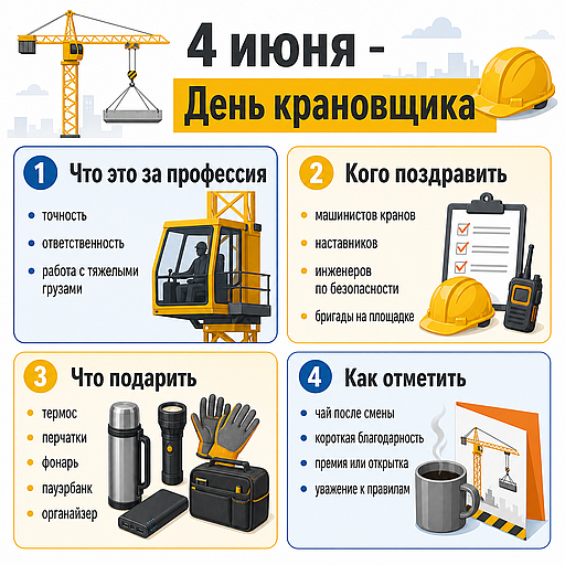 Инфографика: 4 июня - День крановщика