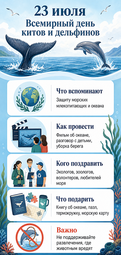 Инфографика: 23 июля - Всемирный день китов и дельфинов