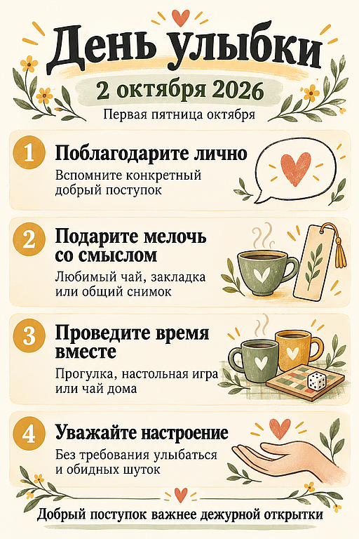 Инфографика: 2 октября - Всемирный день улыбки