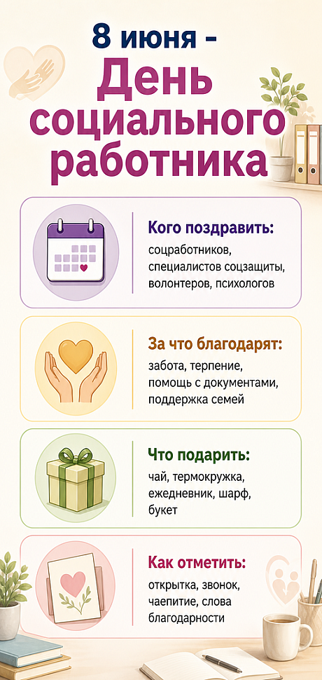 Инфографика: 8 июня - День социального работника