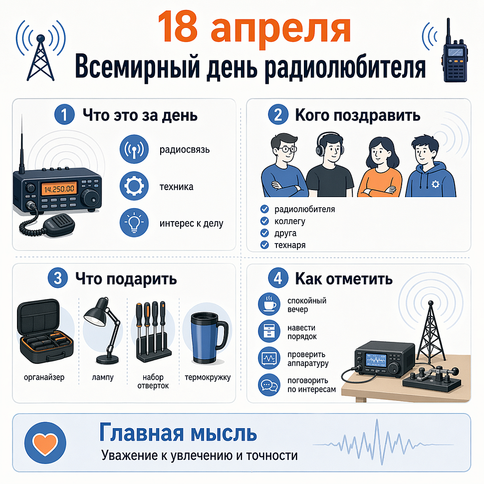 Инфографика: 18 апреля - Всемирный день радиолюбителя