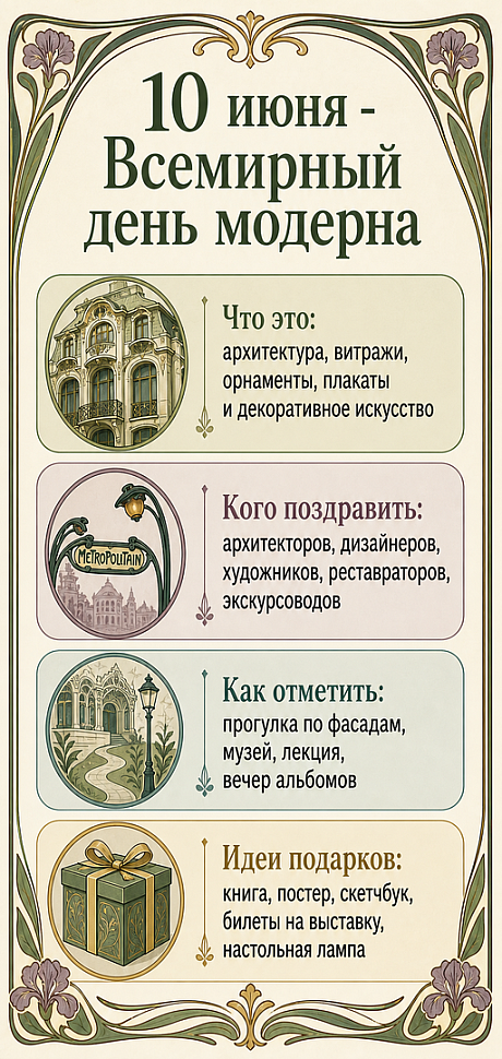 Инфографика: 10 июня - Всемирный день модерна