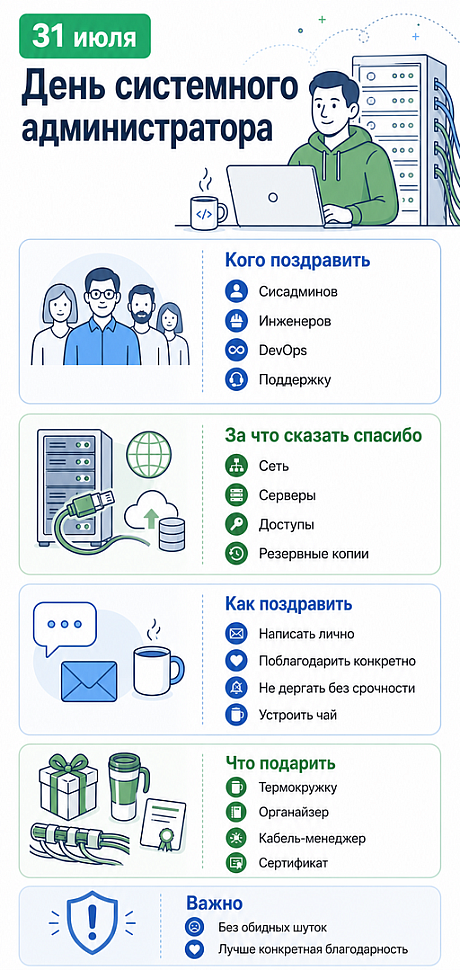 Инфографика: 31 июля - День системного администратора