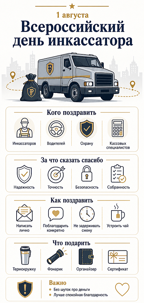 Инфографика: 1 августа - Всероссийский день инкассатора