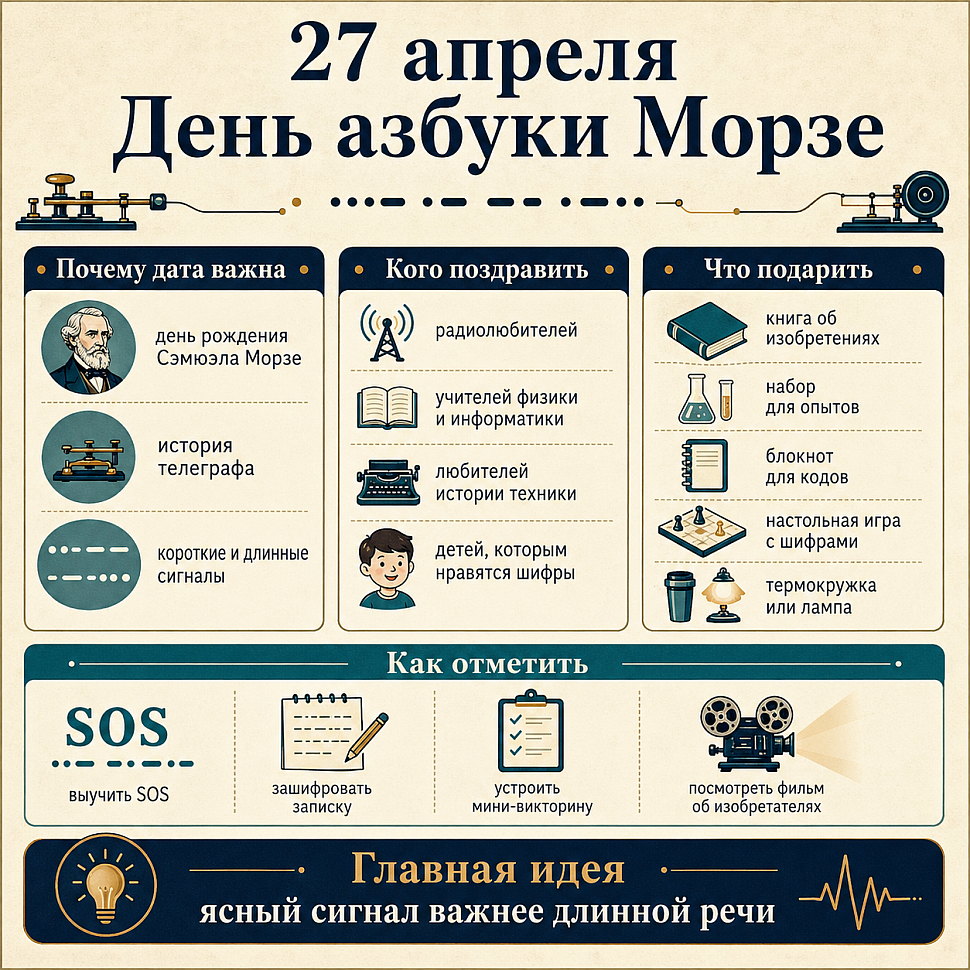 Инфографика: 27 апреля - День азбуки Морзе
