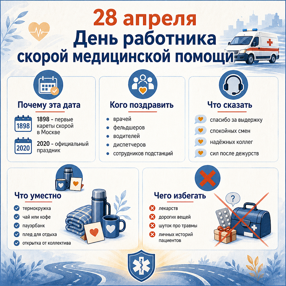 Инфографика: 28 апреля - День работника скорой медицинской помощи