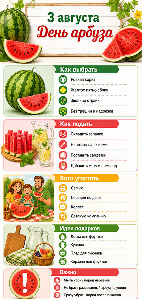 Инфографика: 3 августа - День арбуза