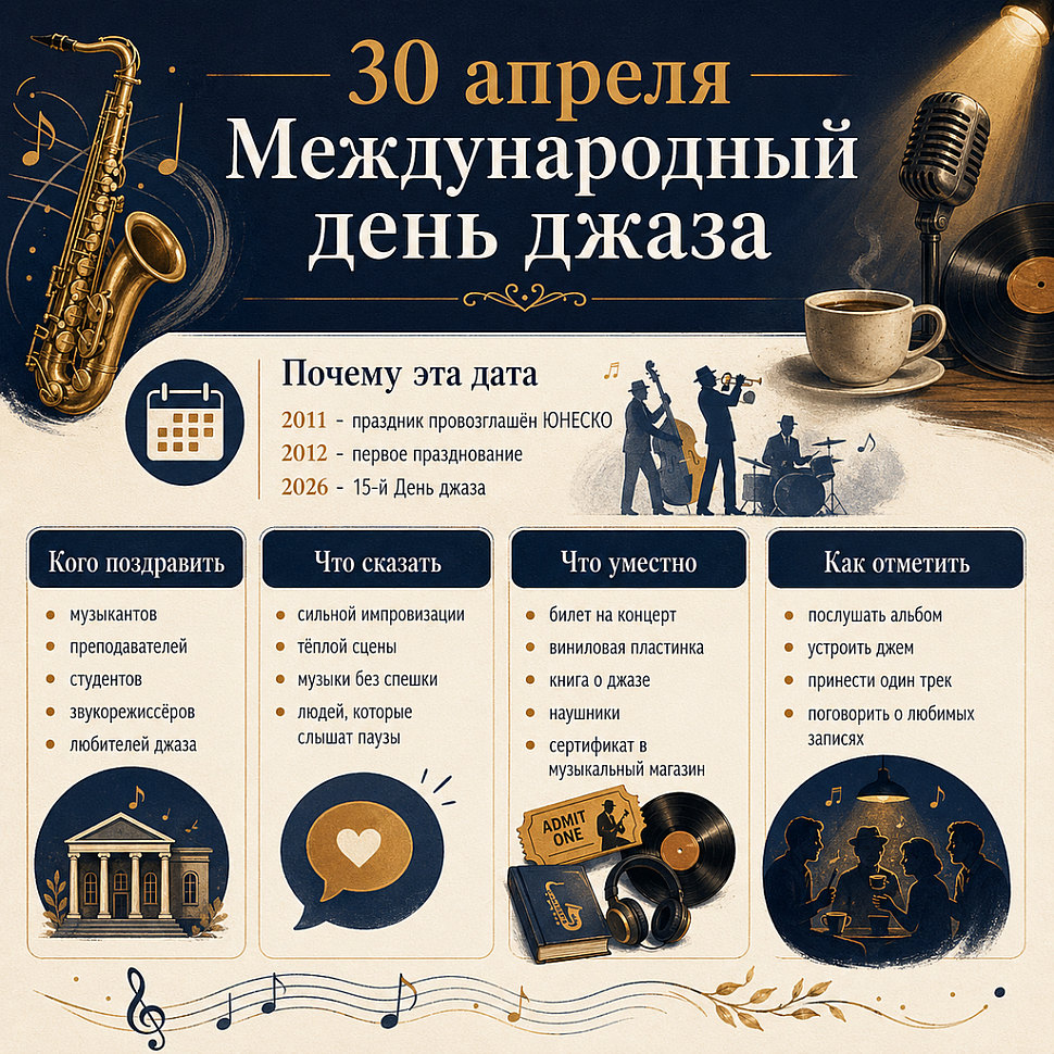 Инфографика: 30 апреля - Международный день джаза