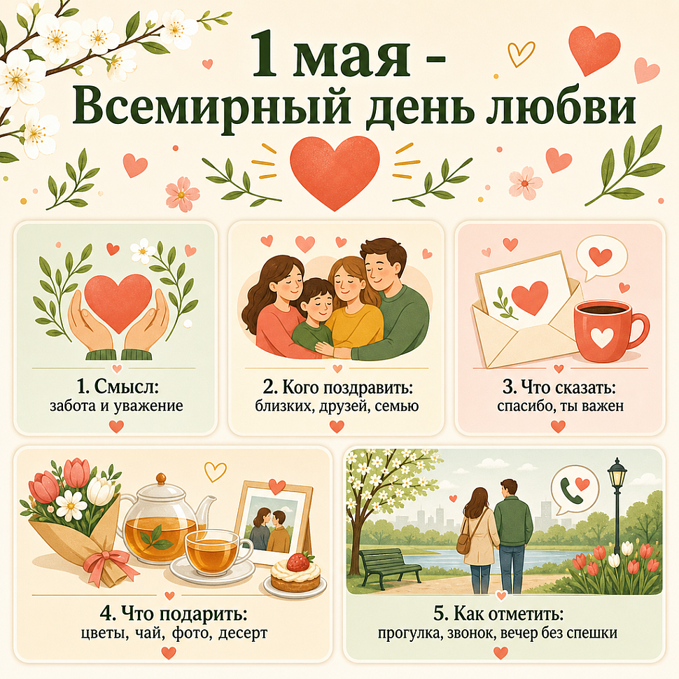 Инфографика: 1 мая - Всемирный день любви