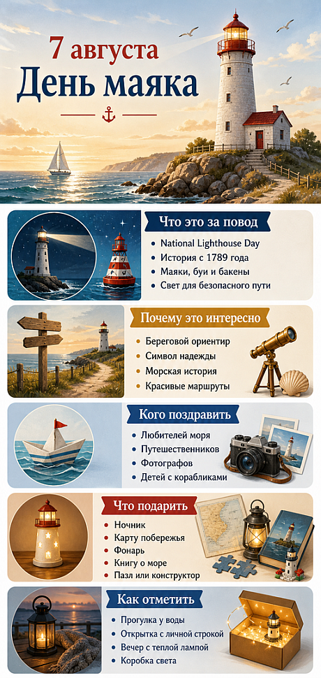 Инфографика: 7 августа - День маяка
