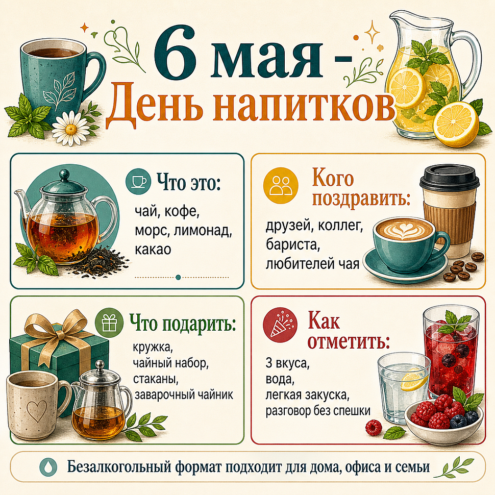 Инфографика: 6 мая - День напитков