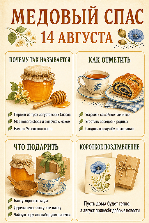 Инфографика: 14 августа - Медовый Спас