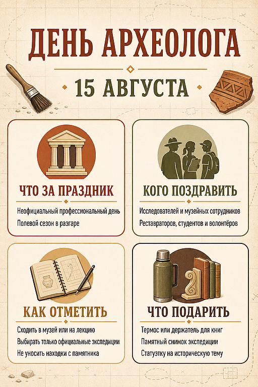 Инфографика: 15 августа - День археолога