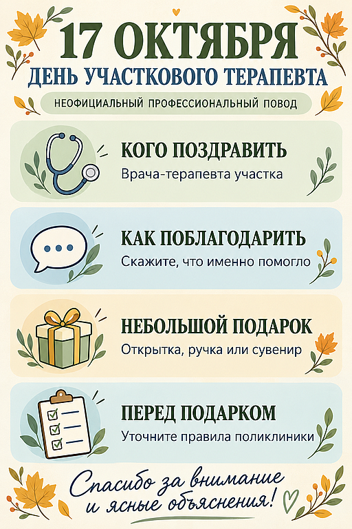 Инфографика: 17 октября - День участкового терапевта