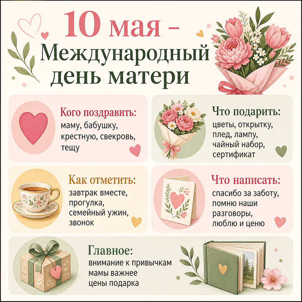 Инфографика: 10 мая - Международный день матери