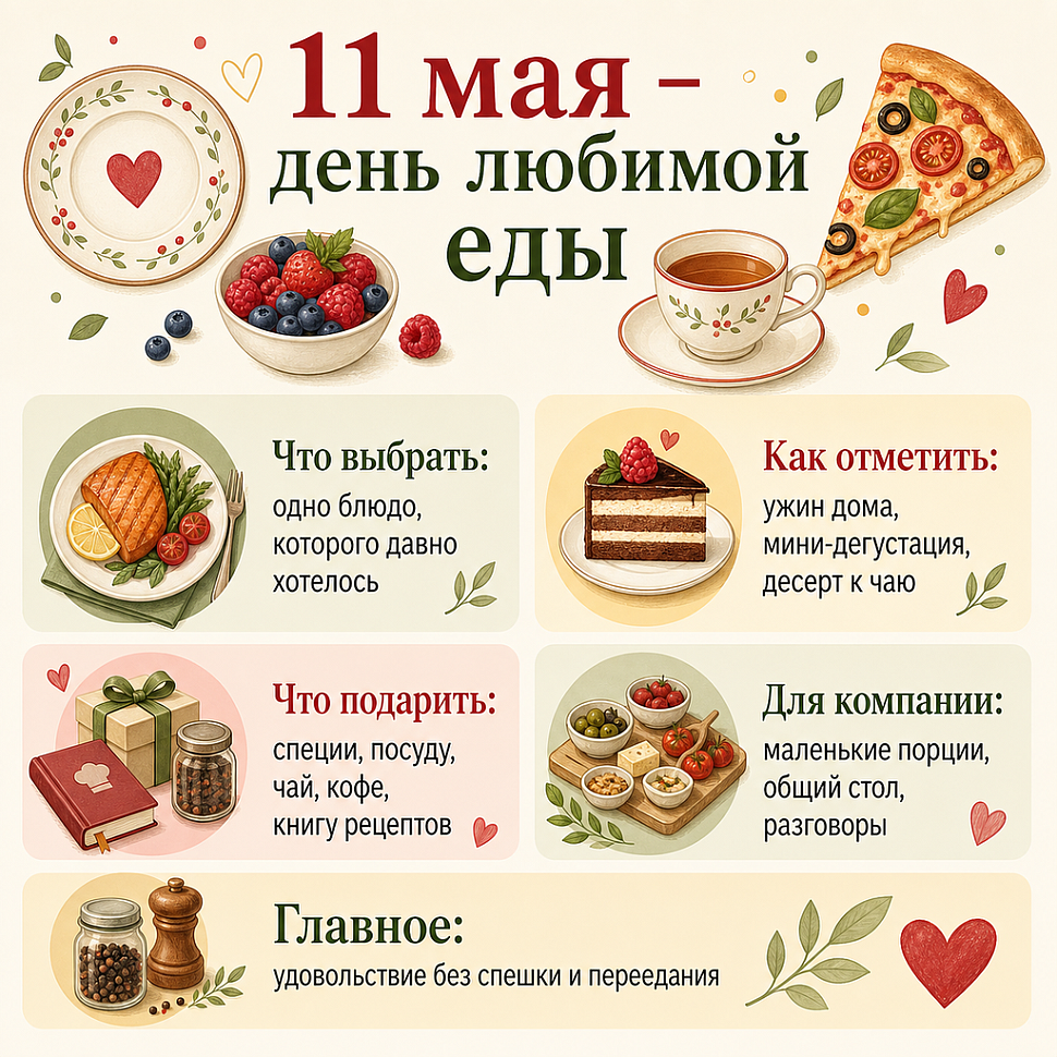 Инфографика: 11 мая - Национальный день, когда можно есть все, что хочется
