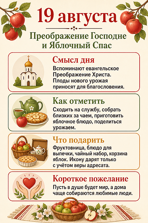 Инфографика: 19 августа - Преображение Господне
