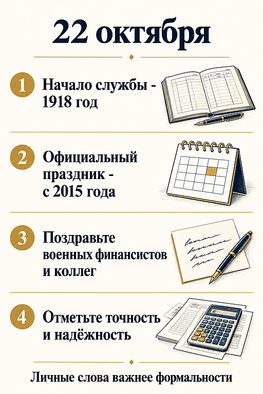 Инфографика: 22 октября - День финансово-экономической службы Вооружённых Сил РФ