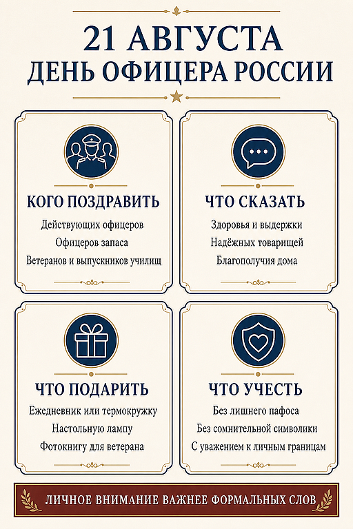 Инфографика: 21 августа - День офицера России