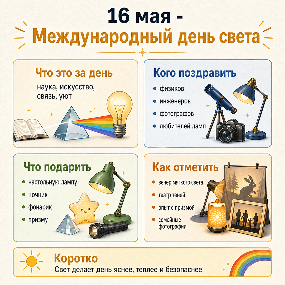 Инфографика: 16 мая - Международный день света