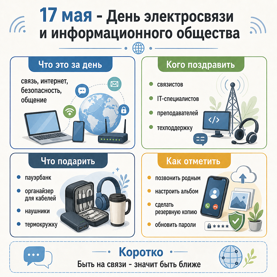 Инфографика: 17 мая - Всемирный день электросвязи и информационного общества