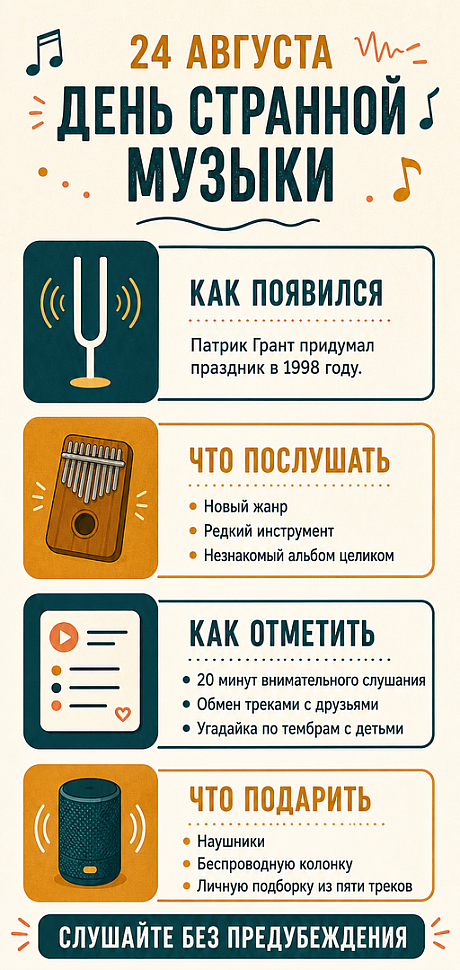 Инфографика: 24 августа - День странной музыки
