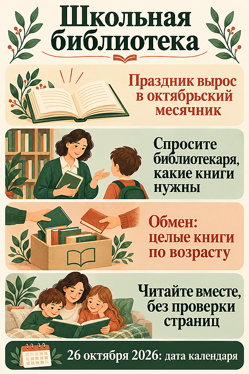 Инфографика: 26 октября - Международный день школьных библиотек
