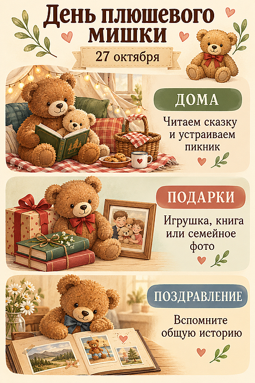 Инфографика: 27 октября - День плюшевого мишки