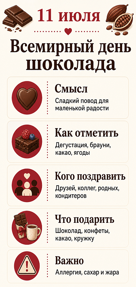 Инфографика: 11 июля - Всемирный день шоколада