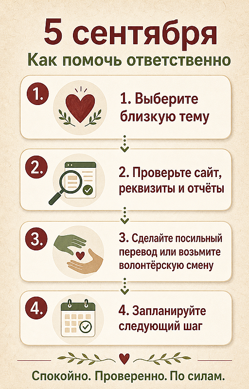 Инфографика: 5 сентября - Международный день благотворительности