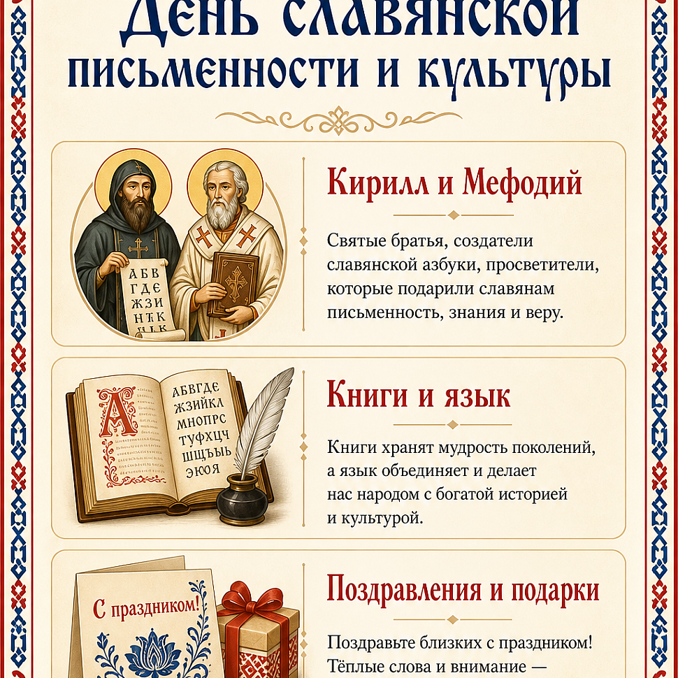 Инфографика: 24 мая - День славянской письменности и культуры