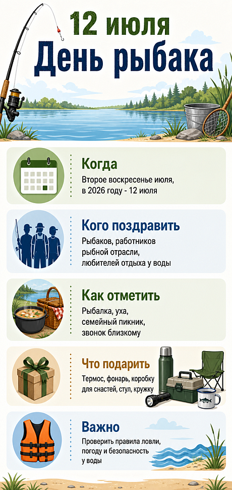 Инфографика: 12 июля - День рыбака