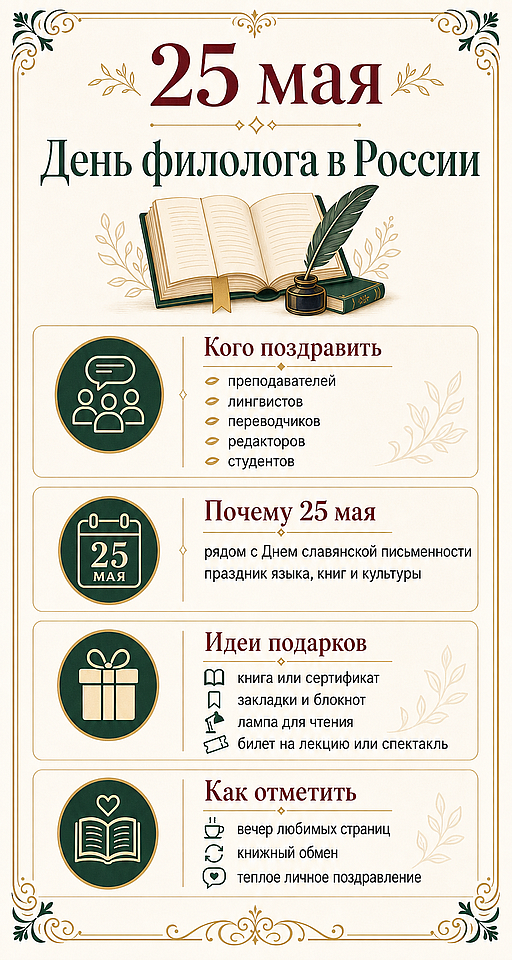 Инфографика: 25 мая - День филолога в России