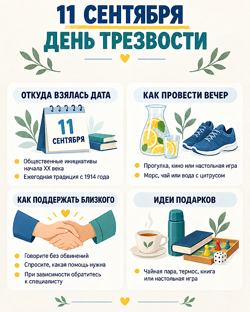Инфографика: 11 сентября - Всероссийский день трезвости