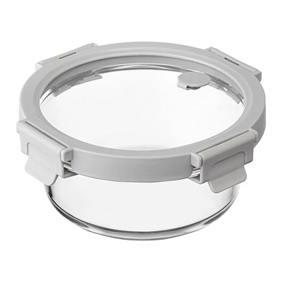 Контейнер для запекания и хранения круглый click glass, 650 мл, светло-серый (77788)