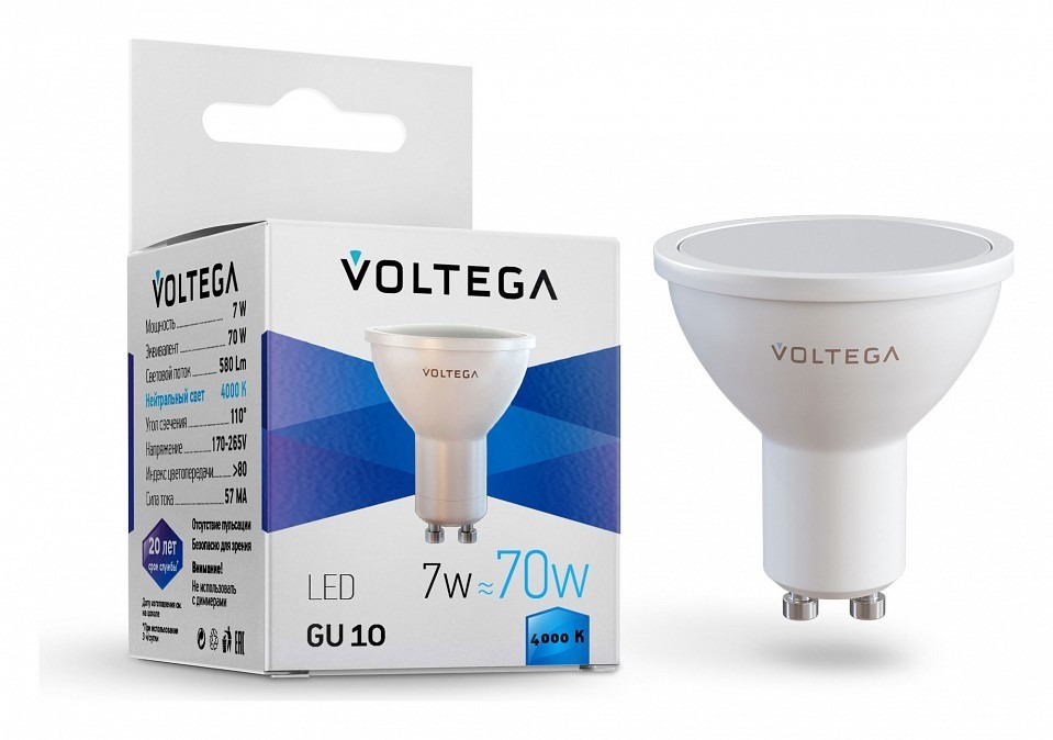 Фото Лампа светодиодная Voltega Софит (Sofit) GU10 GU10 7Вт 4000K 7057 VLG_7057 - интернет-магазин МегаТерем в Москве