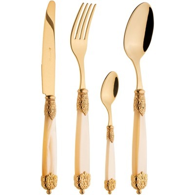Набор столовых приборов "mirage gold ivory pearl"   на 6 персон 24 пр. Eme (638-028)