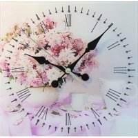 Картина Часы Хризантемы с кристаллами Swarovski (2020)