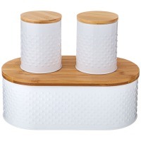 Хлебница agness 33,8х18х12см с 2-мя банками д/сып. прод. d10см, h11см, white (938-075) 