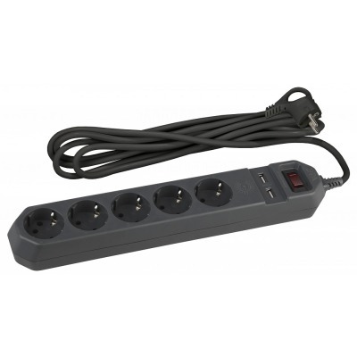 Удлинитель с выключателем Эра  USF-5es-1.5m-USB-B ER_B0019036