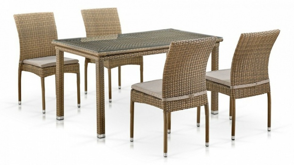Фото Набор уличный T256B/Y380B-W65 Light Brown (4+1) AFN_T256B-Y380B-W65_Light_Brown_4Pcs - интернет-магазин МегаТерем в Москве