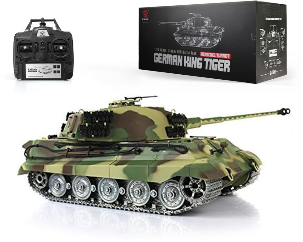Фото Радиоуправляемый танк Heng Long King Tiger PRO version V7.0 масштаб 1:16 2.4G (HL-3888A-1PRO-V7) - интернет-магазин МегаТерем в Москве